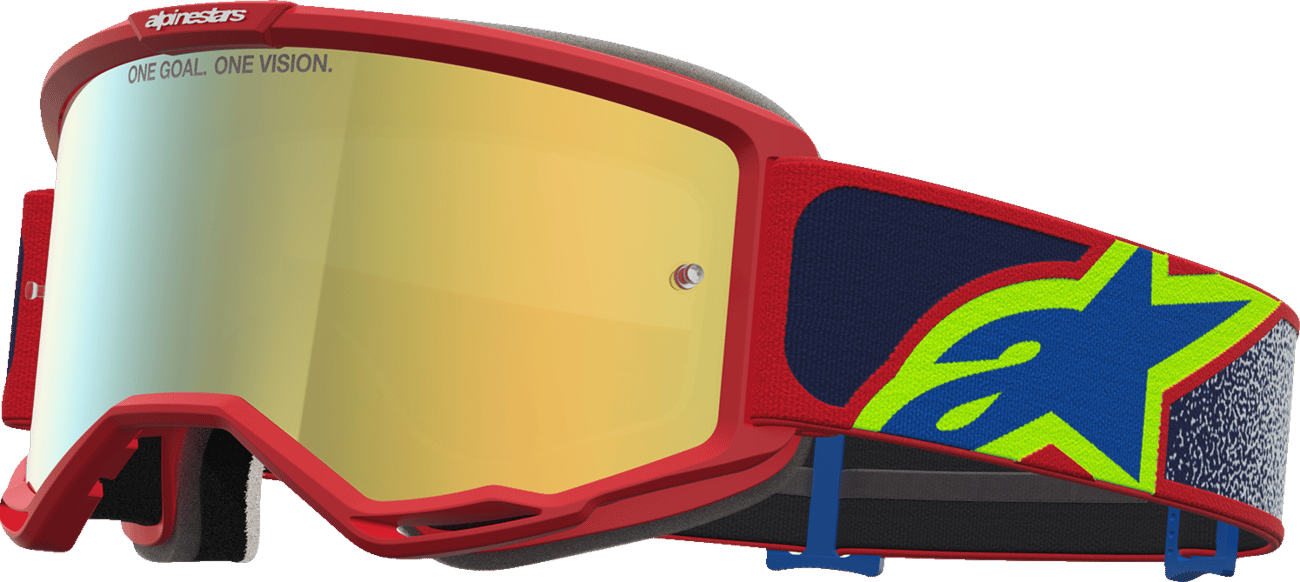 ALPINESTARS GOGGLES - 51017273239 - Vision 5 Goggle - Drag - Fire Red/Blue - Gold Mirror Lens