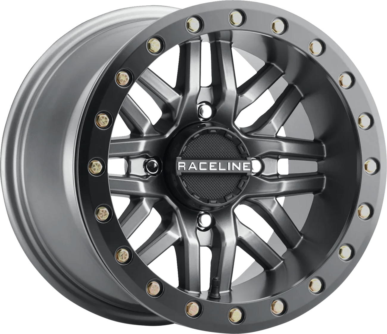 RACELINE WHEELS - A91G5705652 - Wheel - Ryno - Beadlock - Front/Rear - Gunmetal/With Black Ring - 15X7 - 4/156 - 5+2