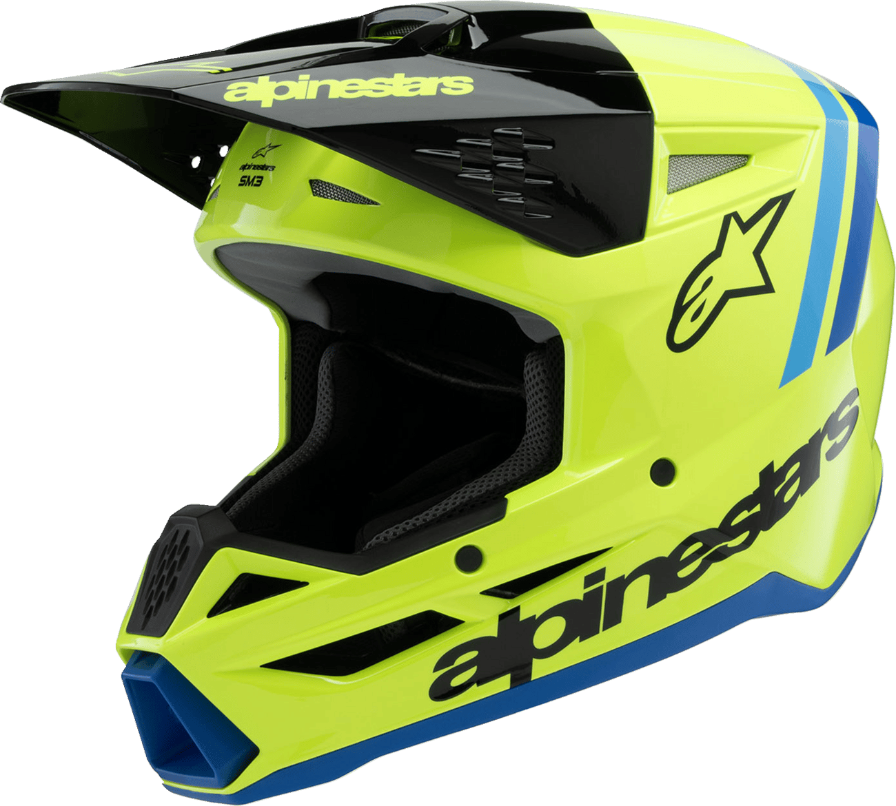 ALPINESTARS - 83018255017YL - Youth Sm3 Helmet - Radium - Gloss Yellow Fluo/Black/Blue - Large