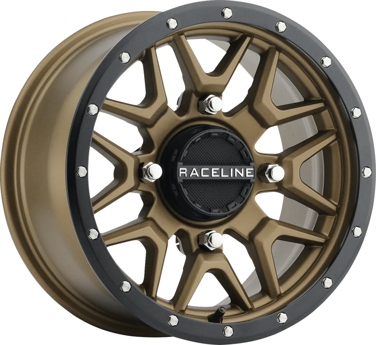 RACELINE WHEELS - A94BZ47011+10 - Wheel - Krank - Simulated Beadlock - Front/Rear - Bronze - 14X7 - 4/110 - 5+2 (+10 Mm)