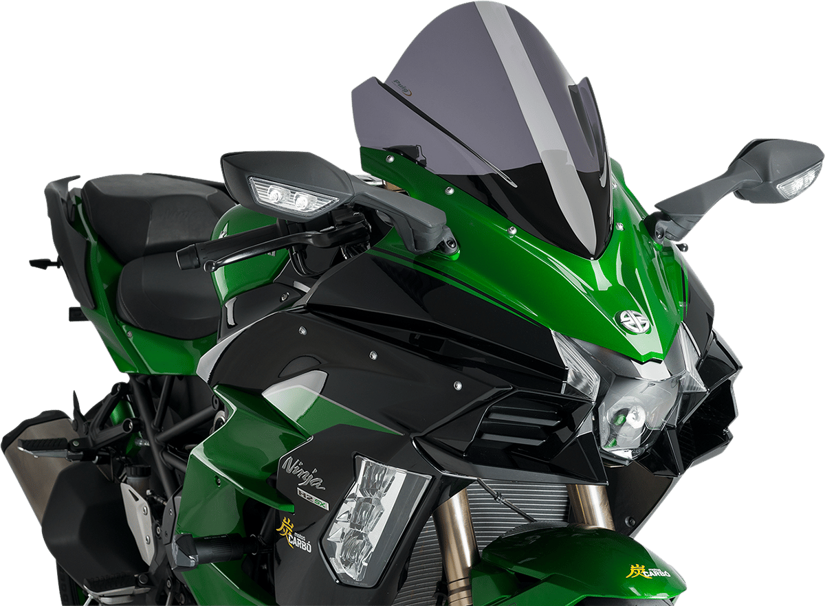 PUIG HI-TECH PARTS - 9704F - Race Windscreen - 15-3/4" - Dark Smoke - Kawasaki