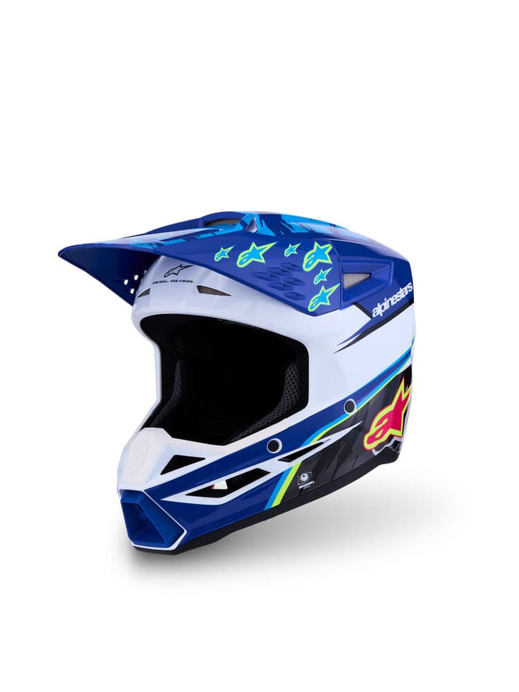 ALPINESTARS - 83013277347 YL - Youth Sm3 Helmet - Falcon - Blue/White/Black/Pink Fluo - Large