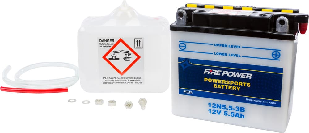 FIRE POWER - 12N5.5-3B - 12V Standard Battery W/Acid Pack