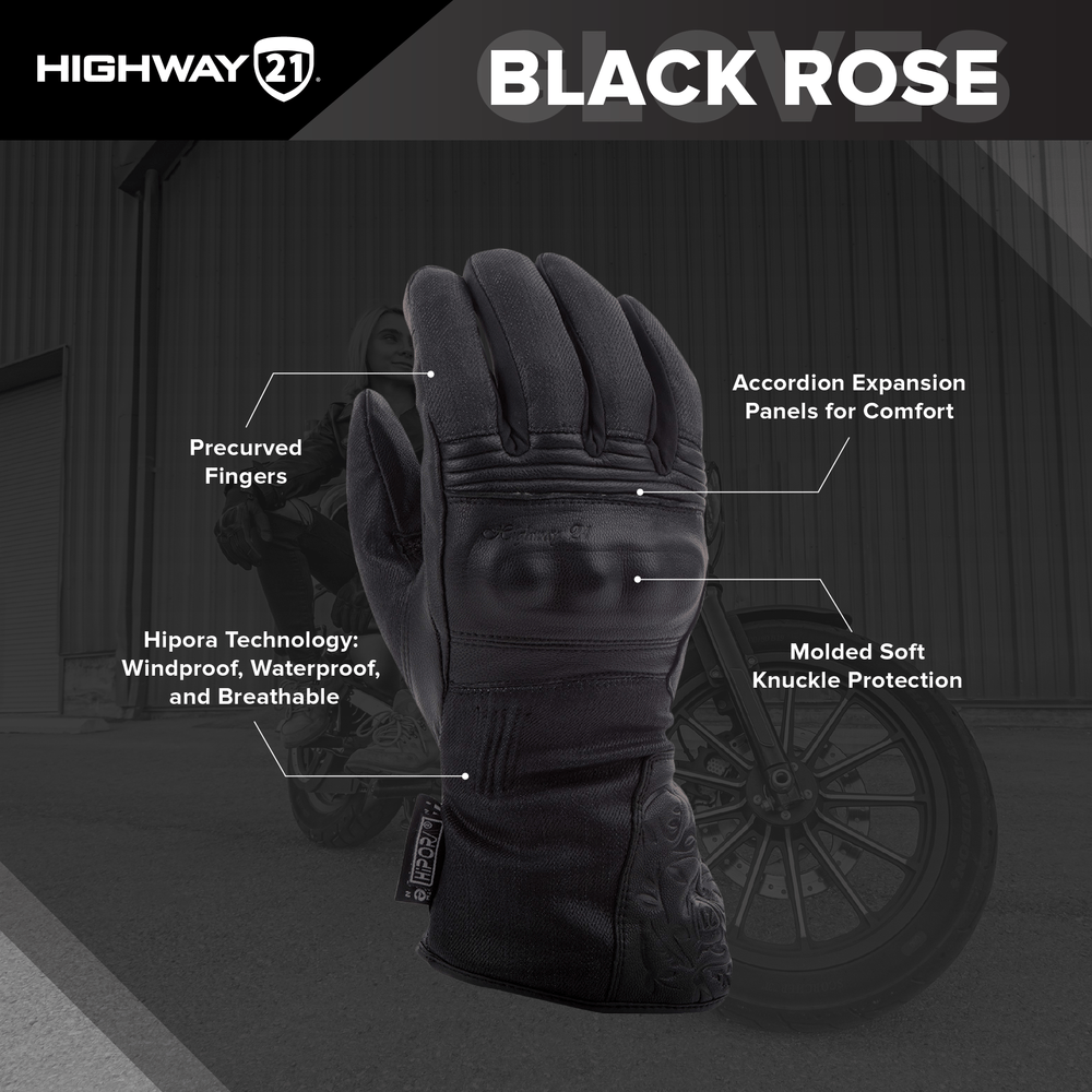 HIGHWAY 21 Women's Black Rose Gloves