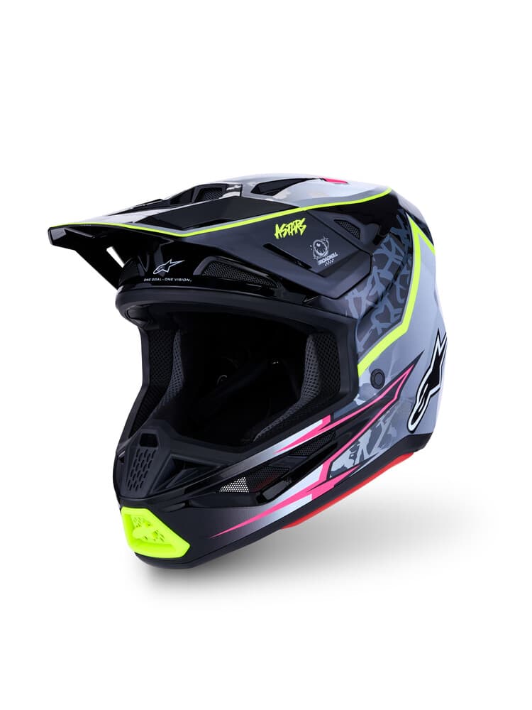 ALPINESTARS - 83016271697L - Sm7 Helmet - Blaster - Black/Gray/White/Yellow Fluo - Large