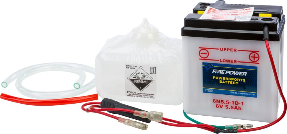 FIRE POWER - 6N5.5-1D-1 - 6V Standard Battery W/Acid Pack