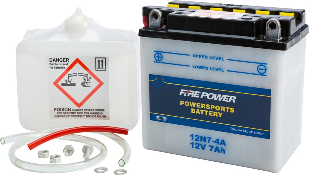 FIRE POWER - 12N7-4A - 12V Standard Battery W/Acid Pack