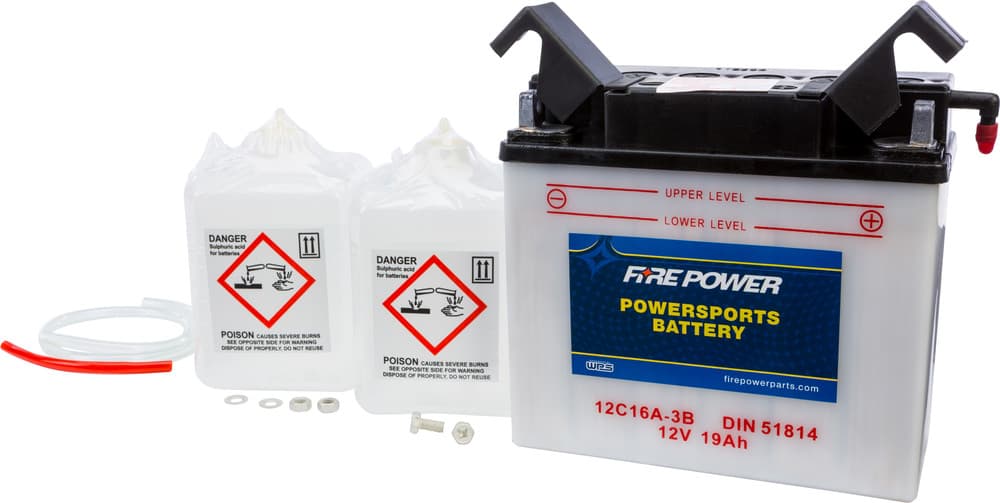 FIRE POWER - 12C16A-3B - 12V Standard Battery W/Acid Pack