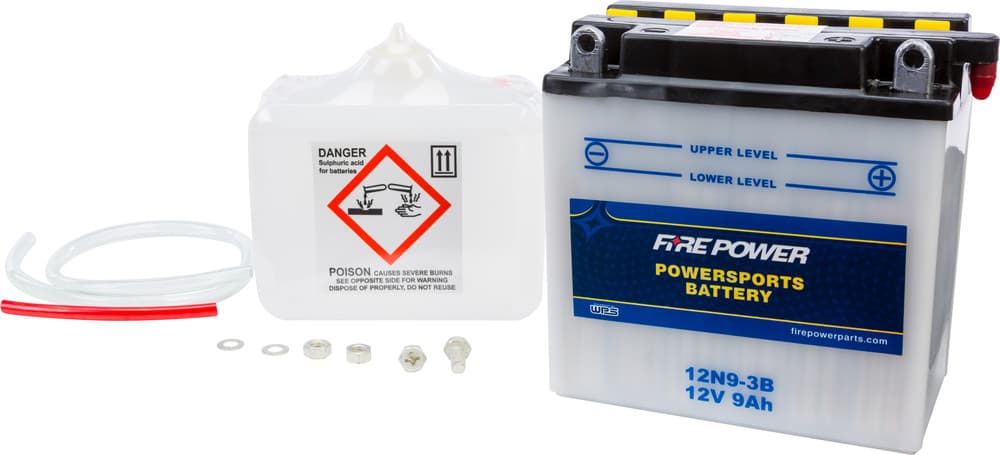 FIRE POWER - 12N9-3B - 12V Standard Battery W/Acid Pack