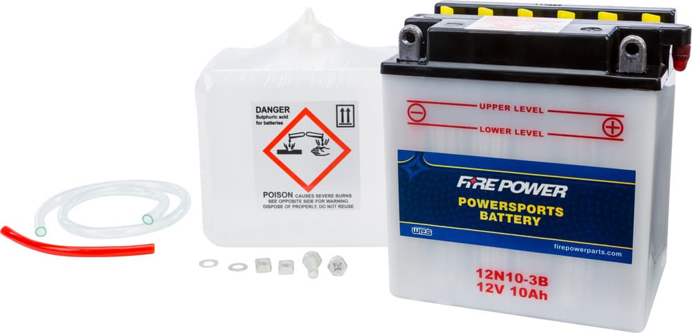FIRE POWER - 12N10-3B - 12V Standard Battery W/Acid Pack