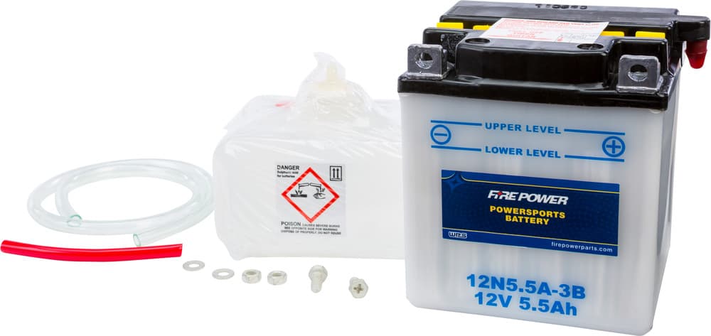 FIRE POWER - 12N5.5A-3B - 12V Standard Battery W/Acid Pack