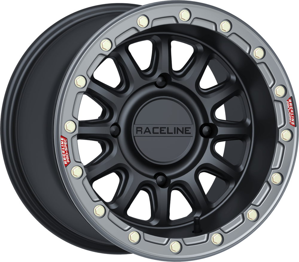 RACELINE WHEELS - A14BG51037+10 - Wheel - Alpha - Front/Rear - Black/With Gunmetal Ring - 15X10 - 4/137 - +10 Mm