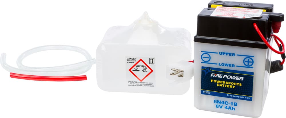 FIRE POWER - 6N4C-1B - 6V Standard Battery W/Acid Pack