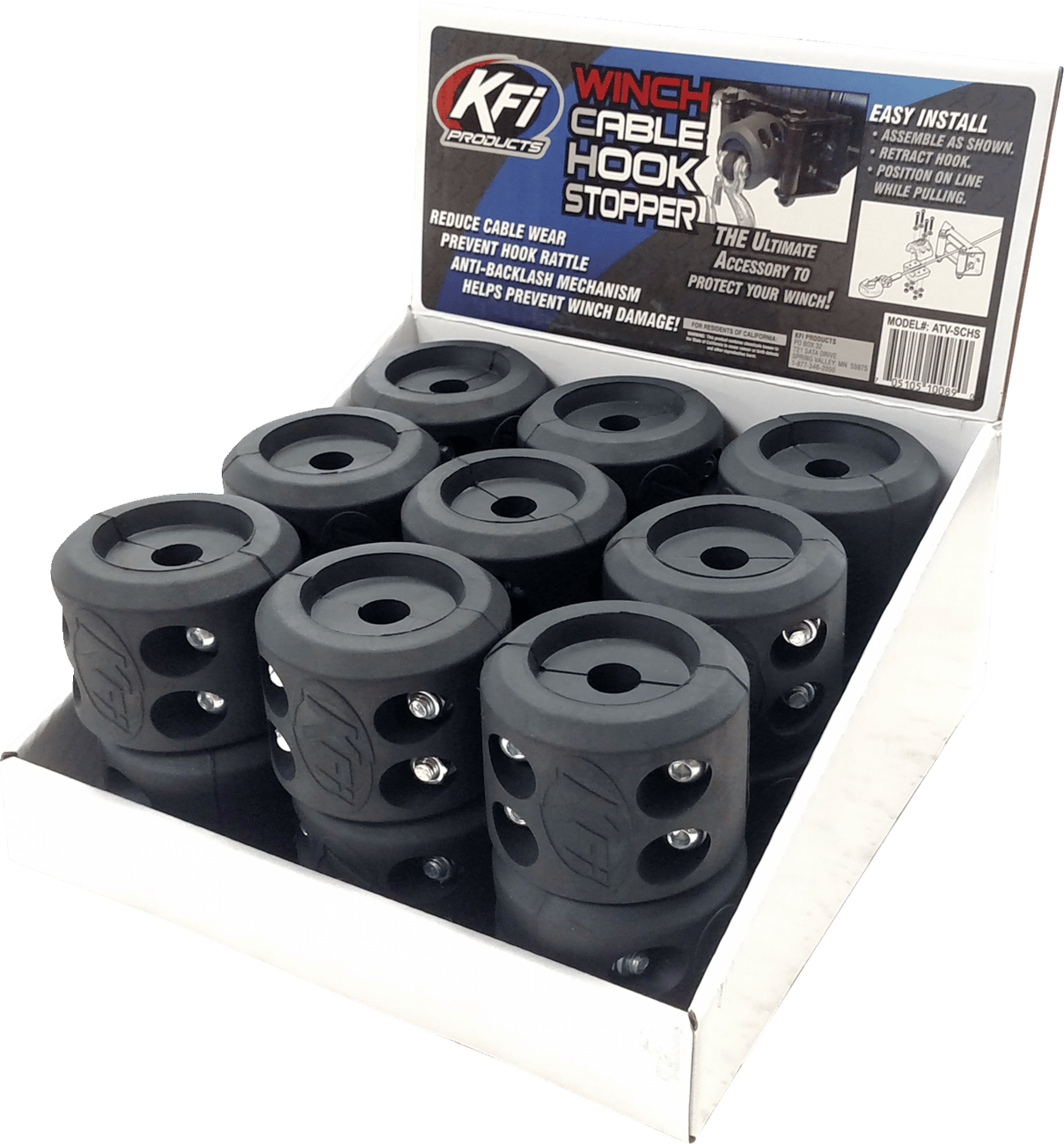 KFI PRODUCTS - BOXSCHS - Split Cable Hook Stopper - 18 Pack - Counter Top