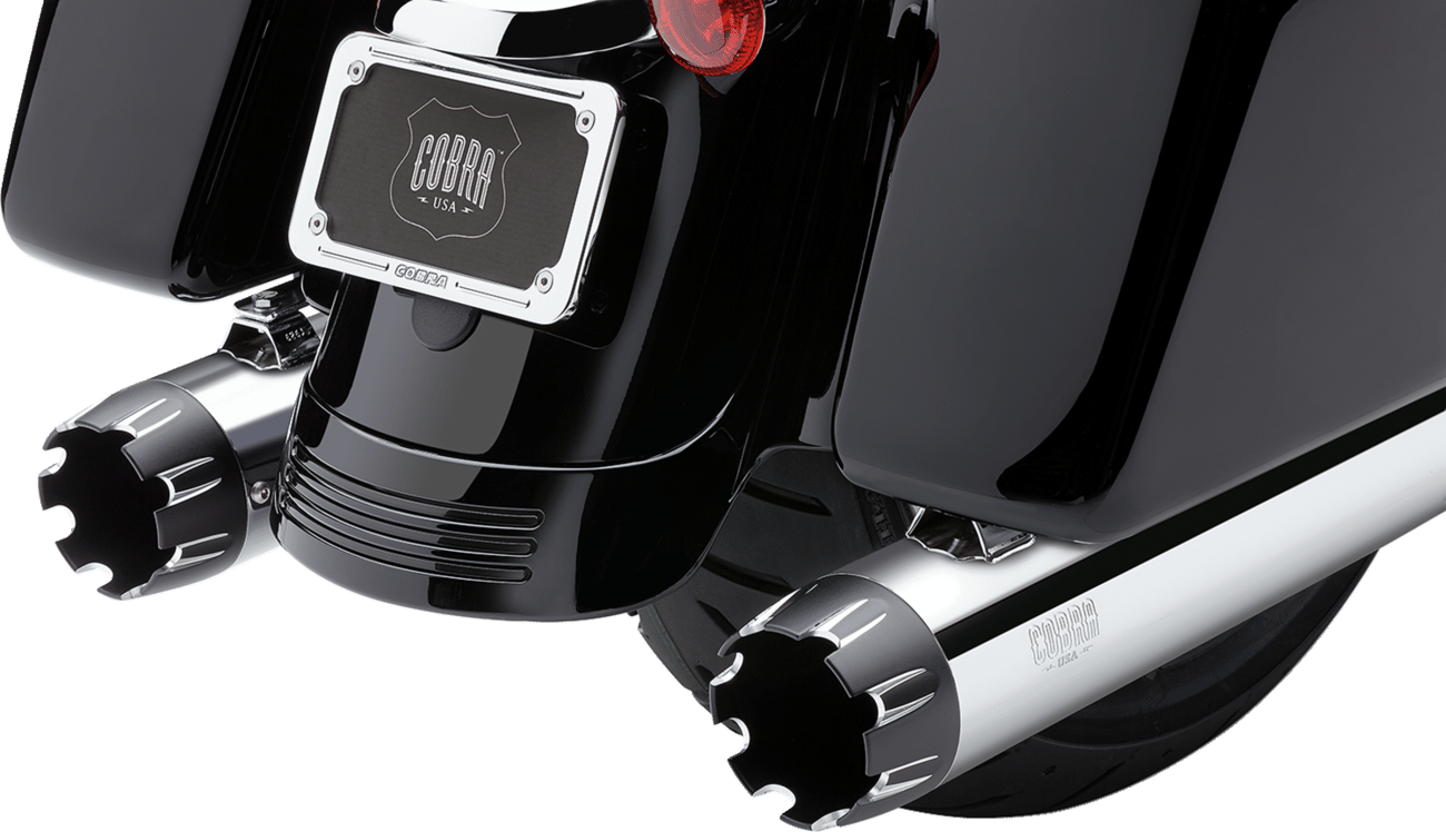 COBRA - 6267 - Slip-On Mufflers - 4" - Chrome With Contrast Cut Tip - M8 Fl