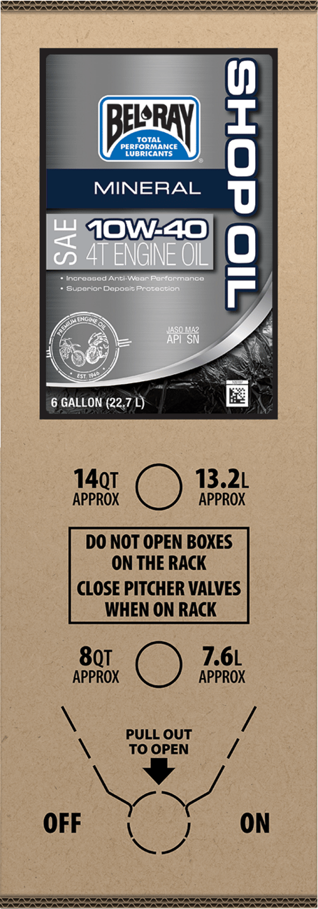 BEL-RAY - 301290150033 - Shop Oil - 10W-40 - 6 U.s. Gal - Bag-In-Box