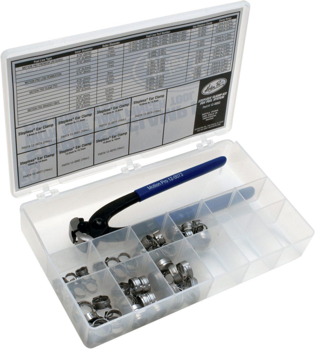 MOTION PRO - 120083 - Ear Clamps With Pincher Tool - Fuel Line - Stepless - Assortment