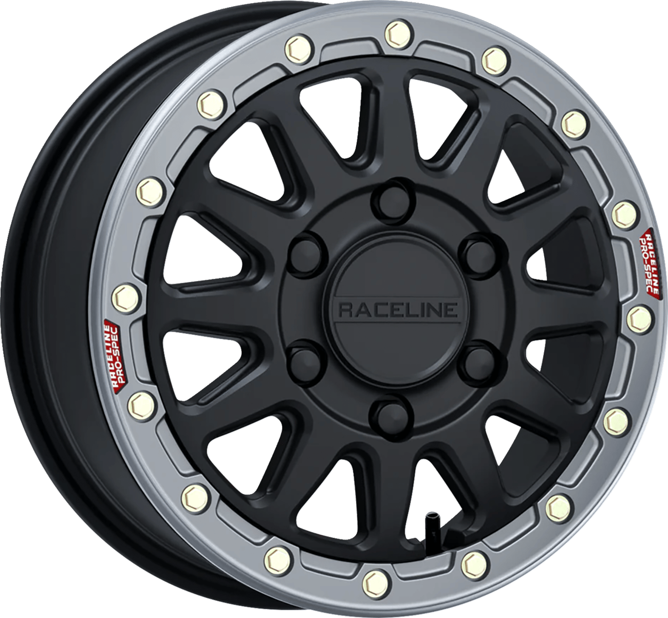 RACELINE WHEELS - A14BG56560+74 - Wheel - Alpha - Front/Rear - Black/With Gun Metal Ring - 15X6.5 - 6/139.7 - +74 Mm