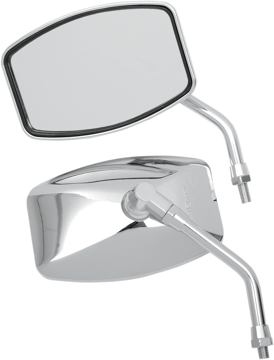 EMGO - 2042460 - Mirror - "big One"/Cruiser - Side View - Rectangle - M10 X 1.25 - Chrome - Pair