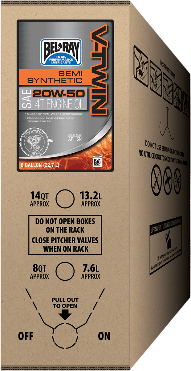 V-Twin Semi-Syn Engine Oil 4T 20W50 6GAL Bib
