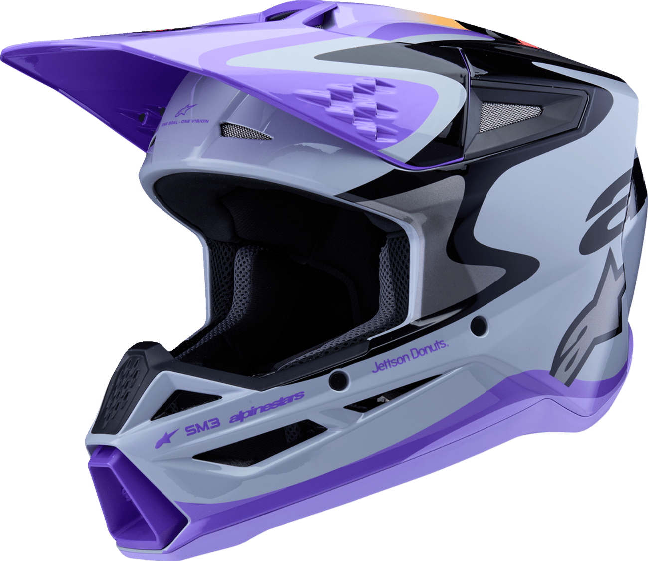 ALPINESTARS - 83032269277YM - Youth Sm3 Helmet - Jettson - Glosss Black/Gray/Purple - Medium