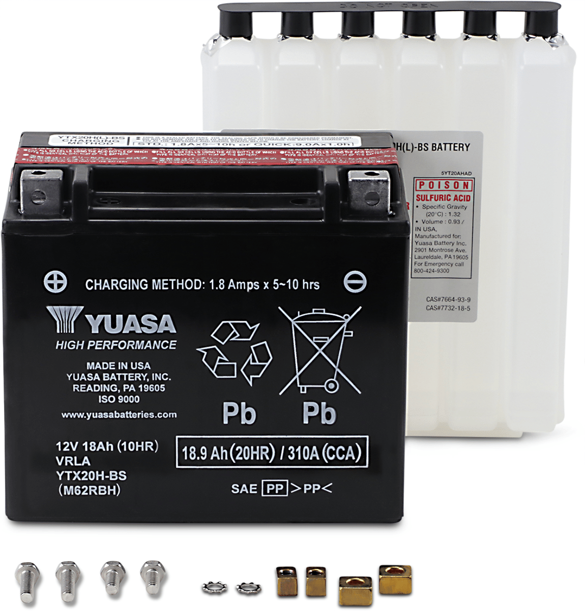 YUASA - YUAM62RBH - High Performance Agm Maintenance-Free Battery