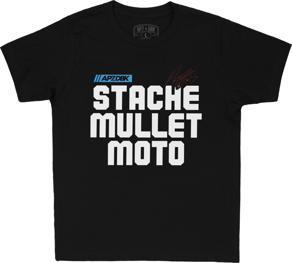 DBK - YTAP-STACHEMULL-XL - Stache Mullet Moto Youth Tee