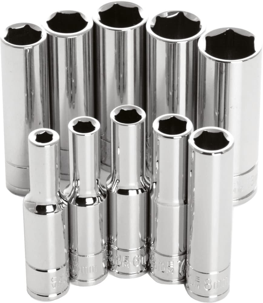 10 Pc 1/4" Met Socket Set Deep