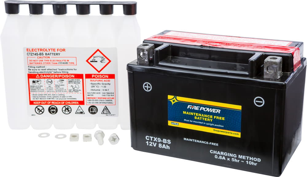 FIRE POWER - CTX9-BS - Maintenance Free Sealed Battery
