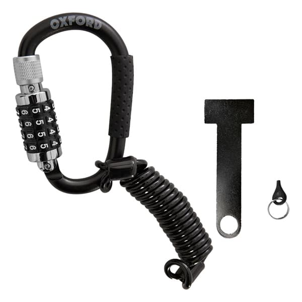 Oxford Products - OX656 - Lidlock Combination Carabiner Helmet Lock