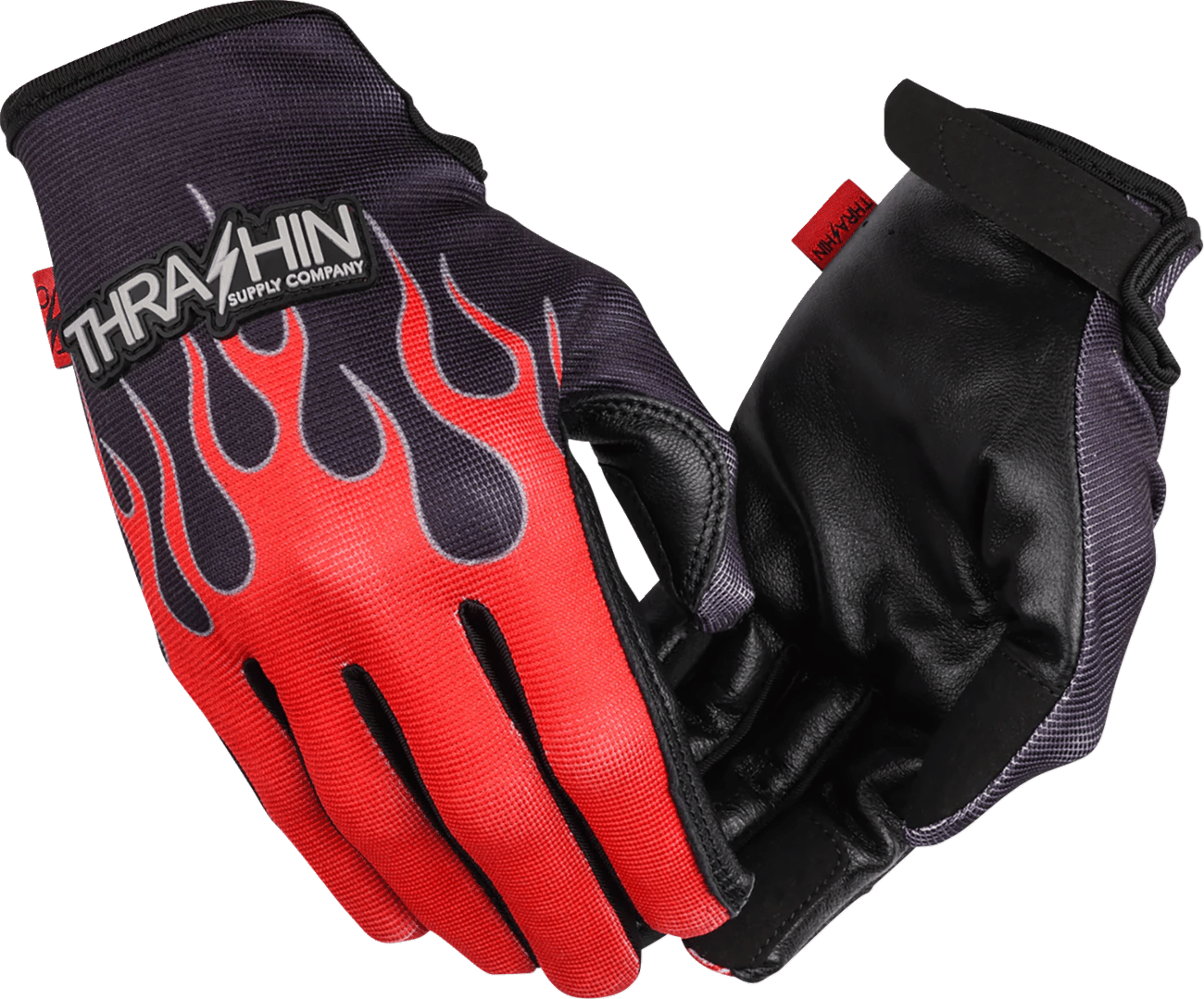 THRASHIN SUPPLY CO. Stealth Leather Palm Flame Gloves